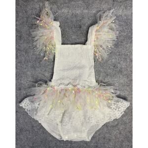 Baby Girl White Lace Romper: Colorful Tassel Tutu, 1st Birthday Outfit